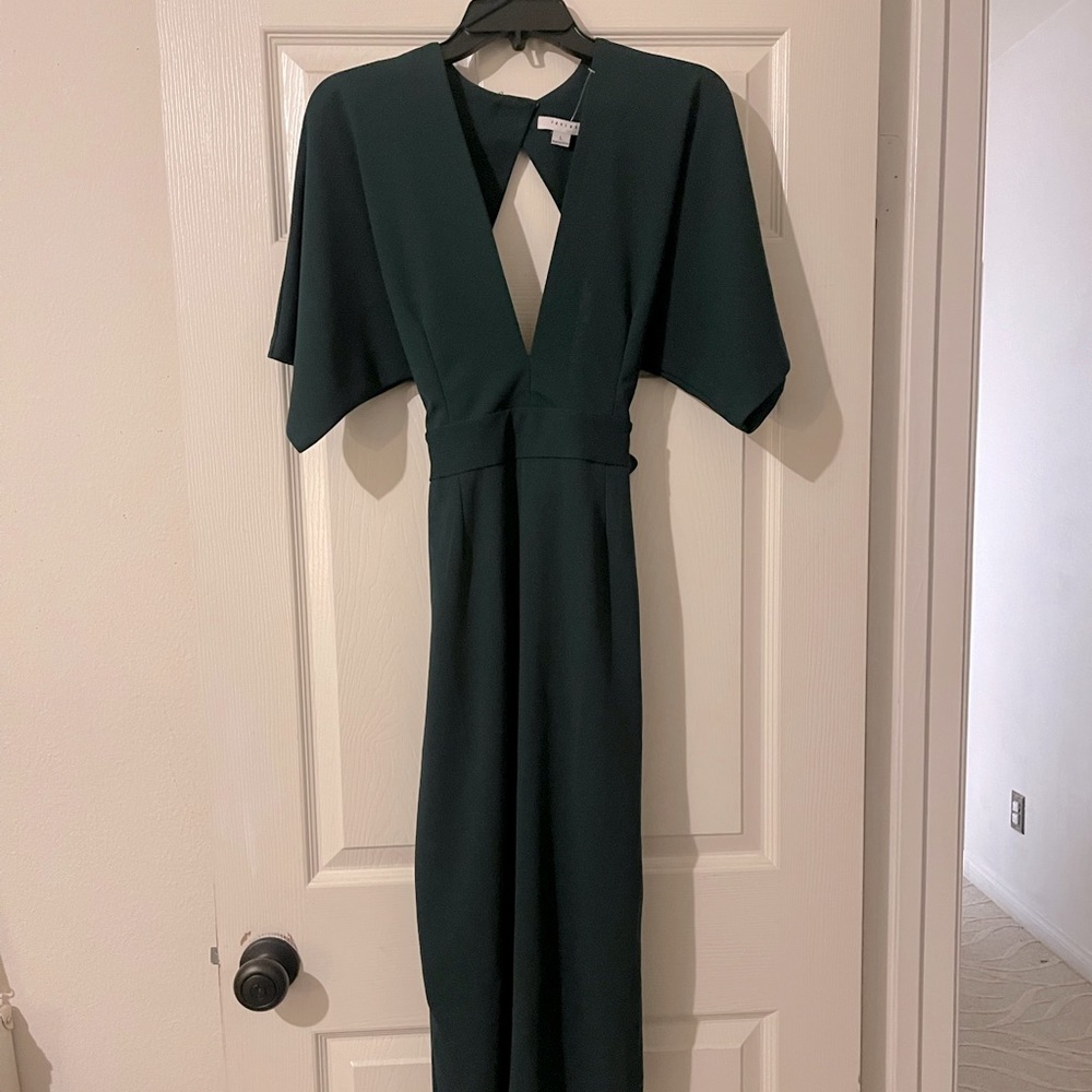 Dark green structured dress